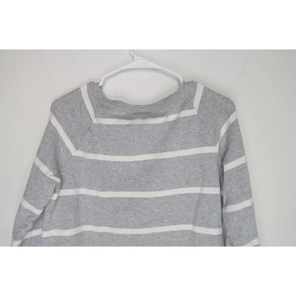 Goodthreads Sweater Heather Gray Open Stripe Long Sleeve Crew Neck Women's XS